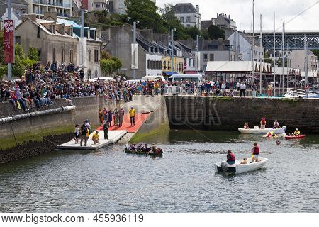 Douarnenez, France - June 05 2022: The Great Regatta Of Cardboard Boats Is A Maritime Event Open To 
