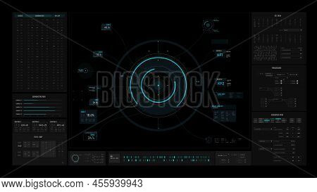 Sci-fi Futuristic User Interface Hud Design Panel For Business App. Abstract Technology Concept, Tec