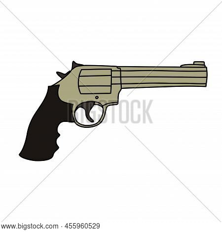 22lr Smith And Wesson Revolver Doodle Icon, Vector Illustration