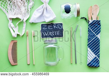 Zero Waste Concept. Eco Friendly Plastic Free Items.