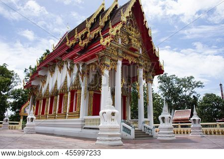 Ancient Ordination Hall Or Antique Ubosot Church For Thai People Travelers Travel Visit And Respect