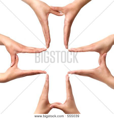 Grand symbole de croix médical des mains isolés