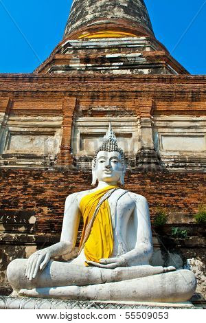 Beautiful Statue Of Buddhas In Temple Wat Yai Chai Mongkol