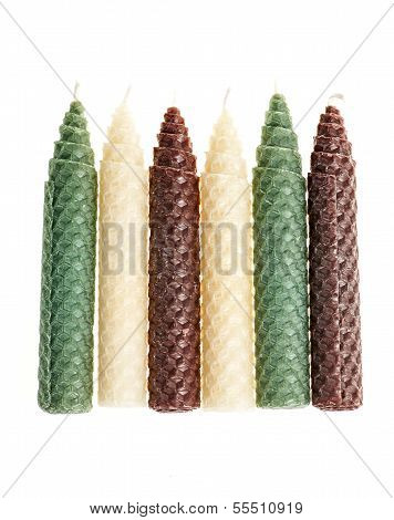 Beeswax Candles On White
