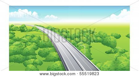 flyover over green landscape