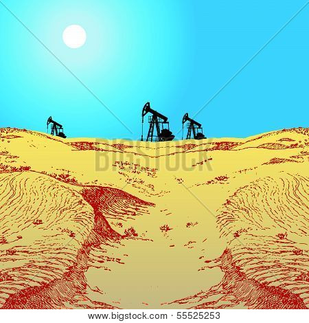 Oil Pumps In Desert