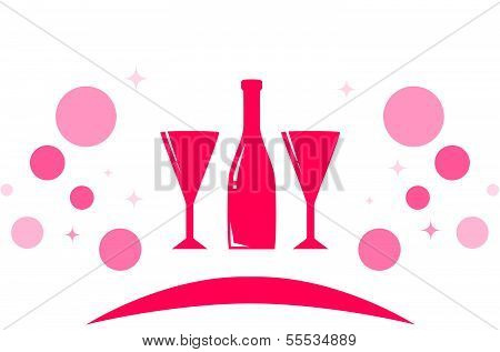 holiday icon with two glass and bottle