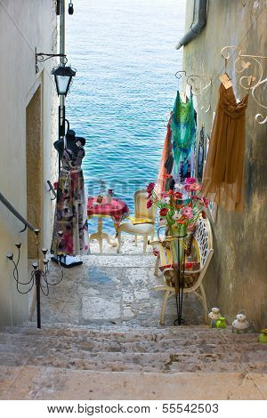 Narrow Stone Street Of Rovinj, Croatia