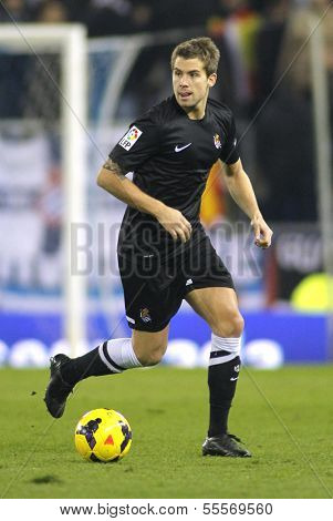 BARCELONA - NOV, 30: Inigo Martinez of Real Sociedad during a Spanish League match against RCD Espanyol at the Estadi Cornella on November 30, 2013 in Barcelona, Spain