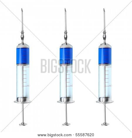 Glass syringes isolated on a white background.
