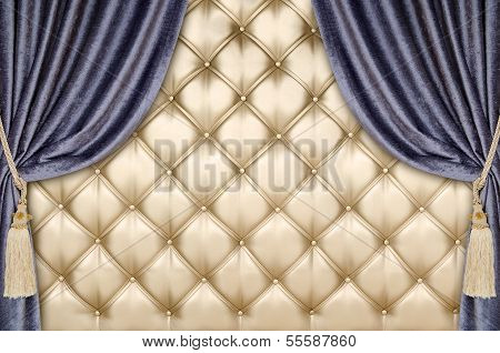 Golden Upholstery Velvet Curtain Background