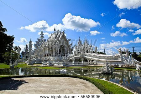Thai Temple Called Wat Rong Khun At Chiang Rai, Thailand.