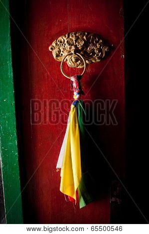 Old Door At Buddhist Monastery Temple. India