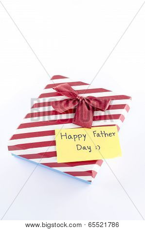 Gift Box With Card Write Happy Father Day Word