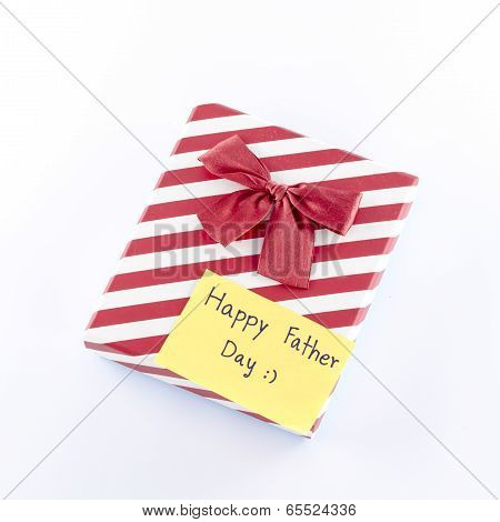 Gift Box With Card Write Happy Father Day Word