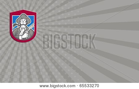 Business Card American Patriot With Flintlock Shield Retro