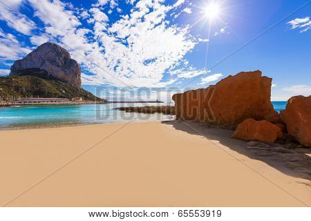 Calpe playa Cantal Roig beach near Penon de Ifach at Alicante spain