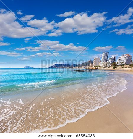 Calpe playa Cantal Roig beach near Penon de Ifach at Alicante spain