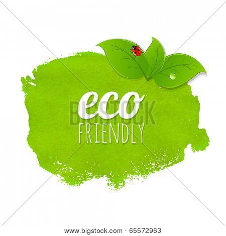 Green Stain With Leaves, Vector Illustration