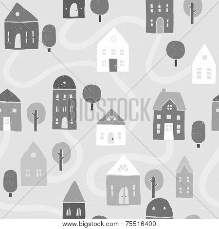 Grayscale houses pattern