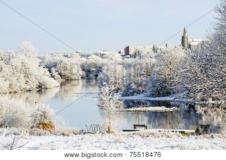 Beautiful Sunny Day In The Winter On The River