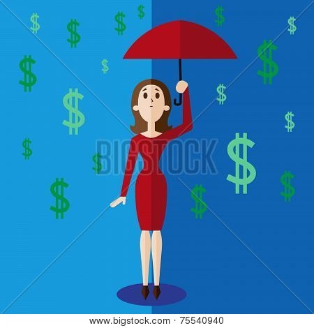 Money rain vector illustration in flat style.