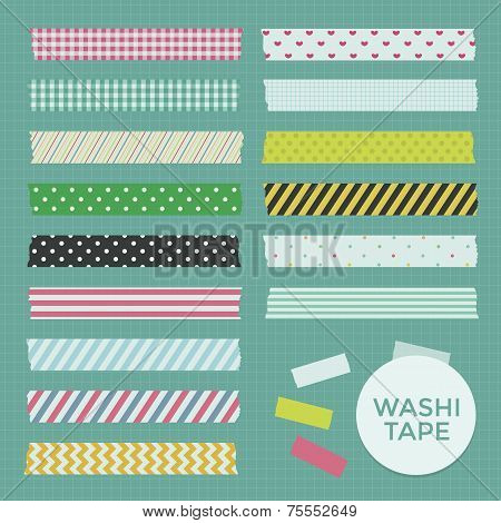 Vector Collection of Cute Patterned Washi Tape Strips