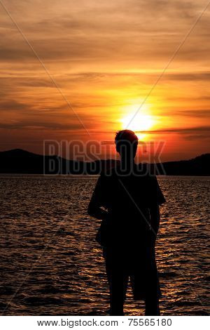 Sillhouete at sunet in Zadar