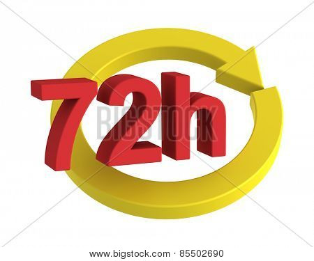 72 hours delivery sign. Computer generated 3D photo rendering.