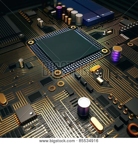 Electronic Circuit Chip On Pc Board