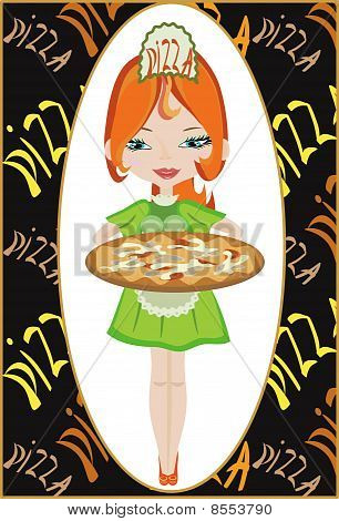 Pige med pizza.