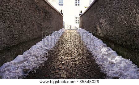 Walkway with Snow In Oldtown