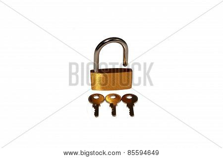 Opened padlock and keys to success