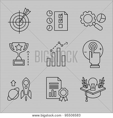 Flat Line Icons for Web Development.