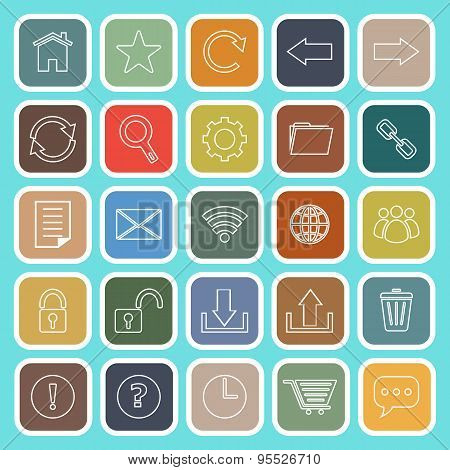 Tool Bar Line Flat Icons On Blue Background