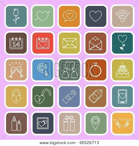 Valentine's Day Line Flat Icons On Pink Background