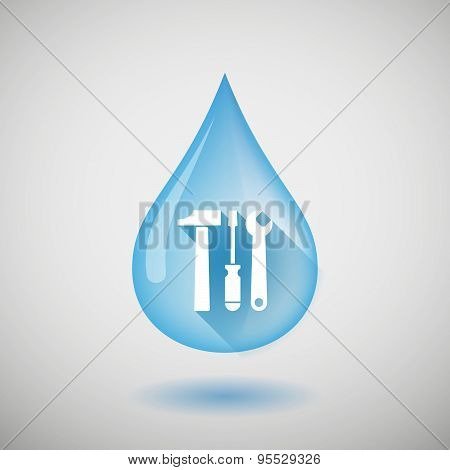 Long Shadow Water Drop Icon With A Tool Set