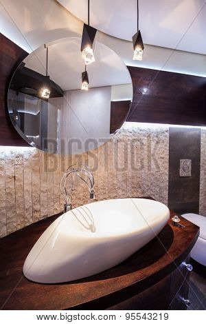 Designed Washbasin In Modern Bathroom