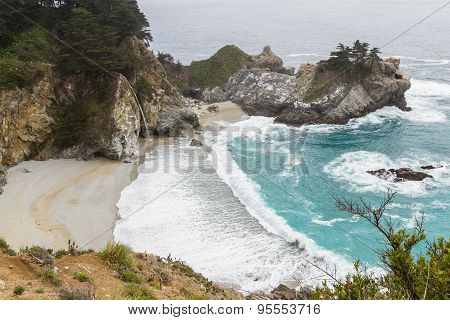 Waterfall In The California Coast