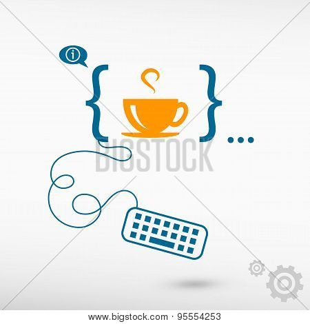 Coffee Cup And Flat Design Elements.