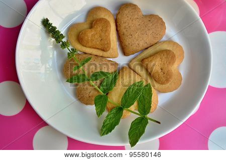 Homemade romantic heart-shaped cookies