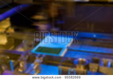 Production of electronic components  at high-tech factory blur b