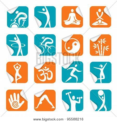 Square Sticker With Yoga Spa Fitness
