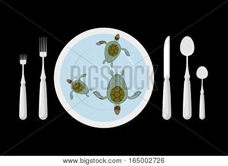 Turtle Soup. Delicatessen Food. Cutlery. Table Etiquette. Forks, Spoons And Knives
