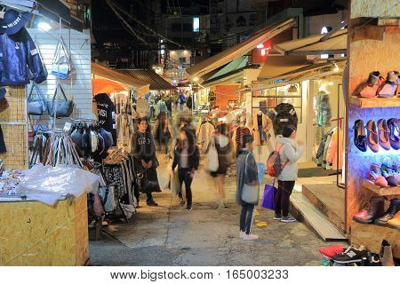 SEOUL SOUTH KOREA - OCTOBER 23, 2016: Unidentified people visit Ewha Woman's university fashion street.