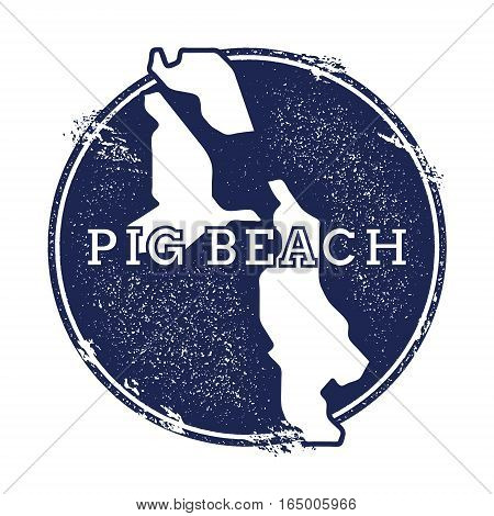 Pig Beach Vector Map. Grunge Rubber Stamp With The Name And Map Of Island, Vector Illustration. Can