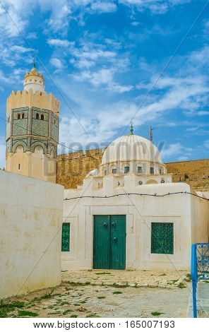 The mosque of Sidi Abdallah Boumakhlouf boasts the beautiful octagonal minaret El Kef Tunisia.