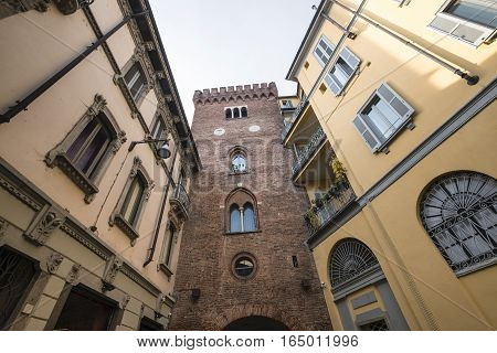 Monza (Brianza Lombardy Italy) : the medieval tower of Teodolinda built in 13th century and situated in via Lambro