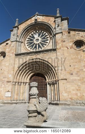 Avila (Castilla y Leon Spain): facade of the historic Santa Teresa church