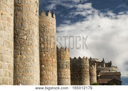 Avila (Castilla y Leon Spain): the famous medieval walls surrounding the city